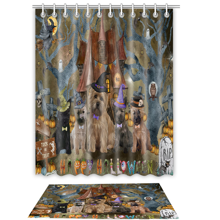 Cairn Terrier Shower Curtain & Bath Mat Set, Custom, Explore a Variety of Designs, Personalized, Curtains with hooks and Rug Bathroom Decor, Halloween Gift for Dog Lovers