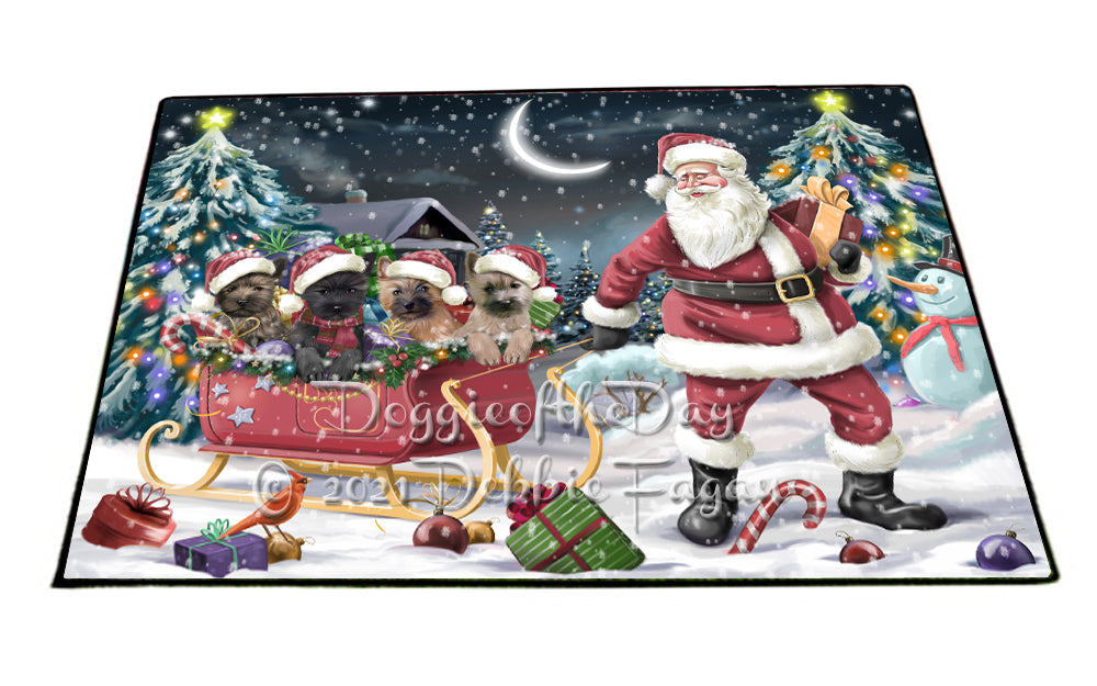 Santa Sled Christmas Happy Holidays Cairn Terrier Dogs Indoor/Outdoor Welcome Floormat - Premium Quality Washable Anti-Slip Doormat Rug FLMS56449