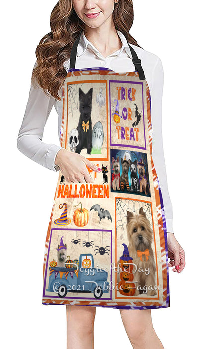 Happy Halloween Trick or Treat Cairn Terrier Dogs Cooking Kitchen Adjustable Apron Apron49305