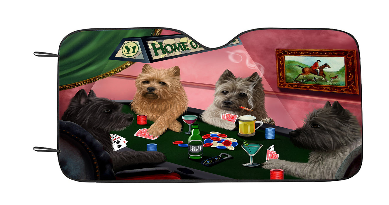 Home of  Cairn Terrier Dogs Playing Poker Car Sun Shade
