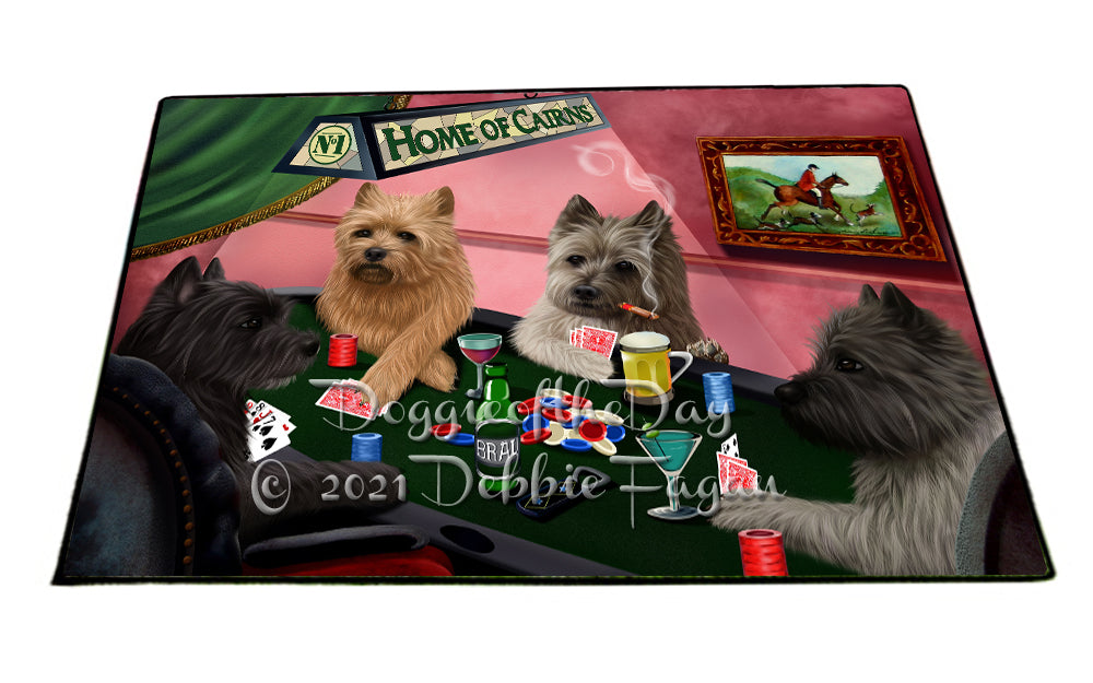 Home of Cairn Terrier Dogs Playing Poker Indoor/Outdoor Welcome Floormat - Premium Quality Washable Anti-Slip Doormat Rug FLMS58282