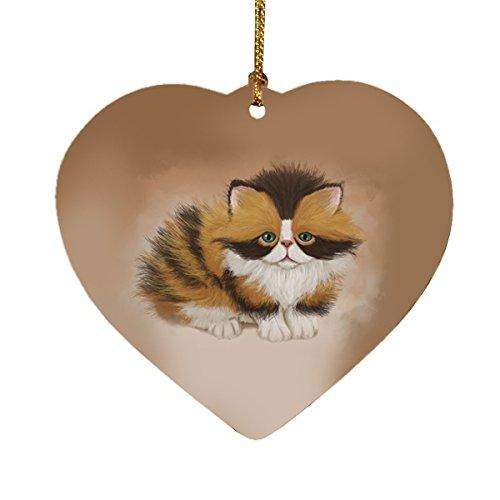Calico Cat Heart Christmas Ornament