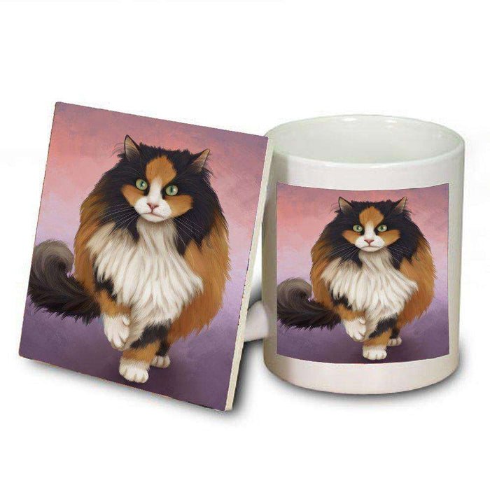 Calico Cat Mug and Coaster Set