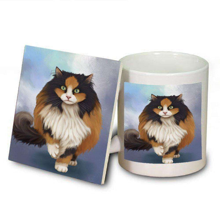 Calico Cat Mug and Coaster Set