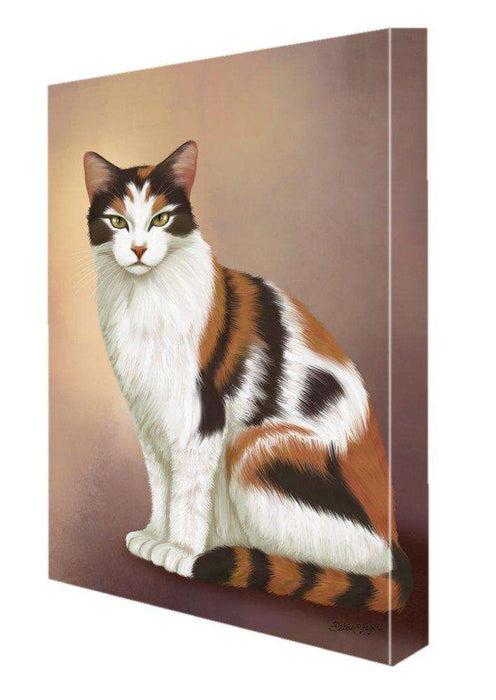 Calico Cat Painting Printed on Canvas Wall Art Signed