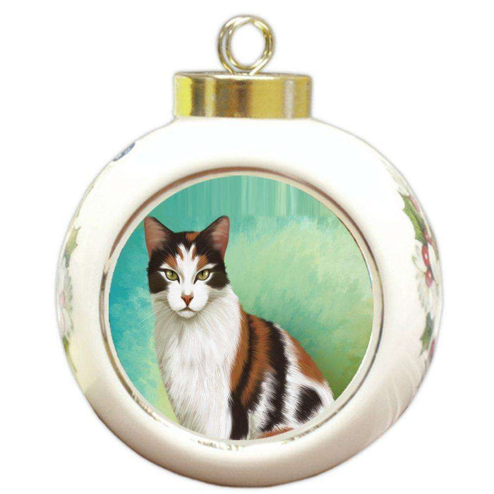 Calico Cat Round Ball Christmas Ornament