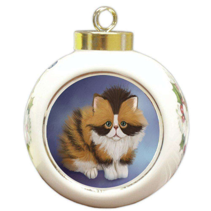 Calico Cat Round Ball Christmas Ornament