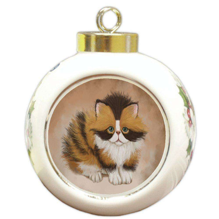 Calico Cat Round Ceramic Ball Christmas Ornament