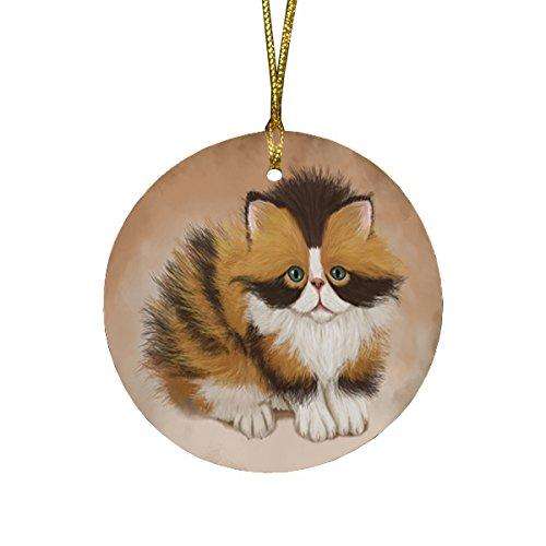 Calico Cat Round Christmas Ornament
