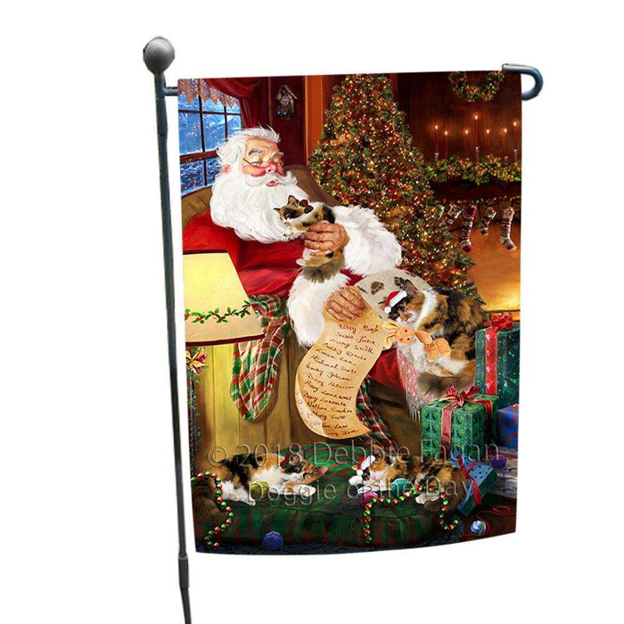 Calico Cats and Kittens Sleeping with Santa  Garden Flag GFLG54575