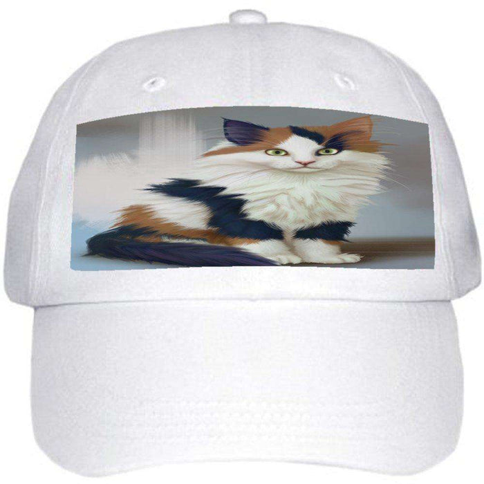 Calico Kitten Cat Ball Hat Cap Off White