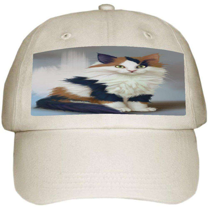Calico Kitten Cat Ball Hat Cap Off White
