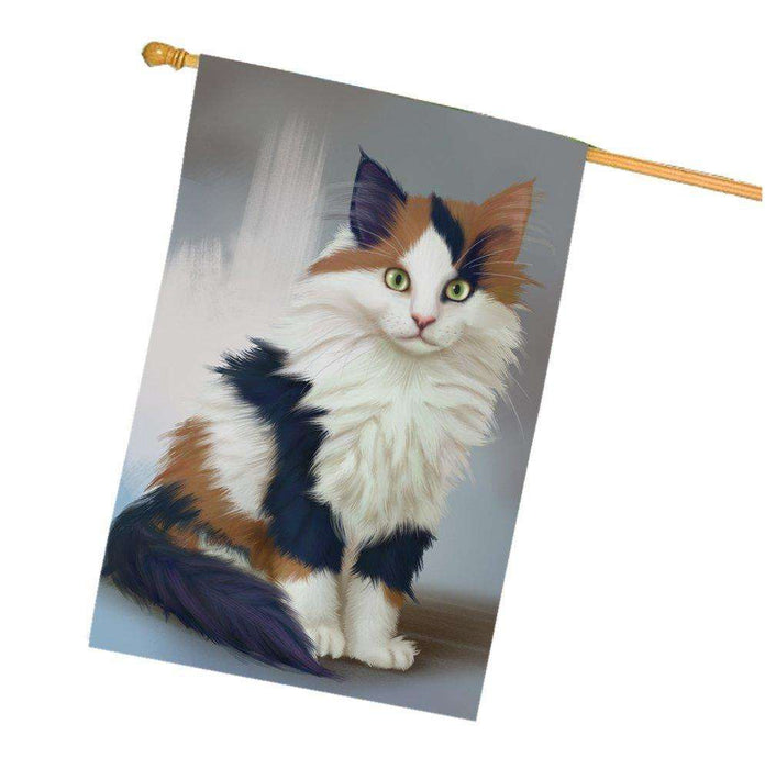 Calico Kitten Cat House Flag