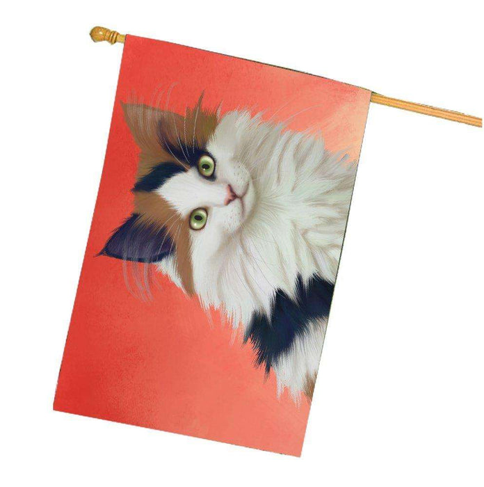 Calico Kitten Cat House Flag