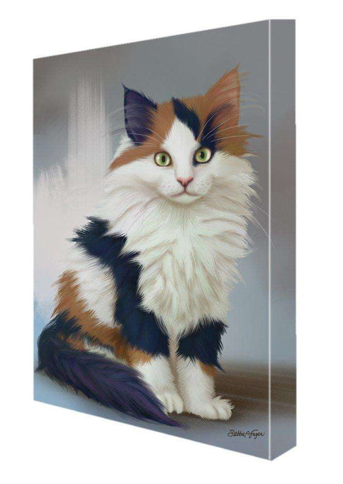 Calico Kitten Cat Painting Printed on Canvas Wall Art Signed