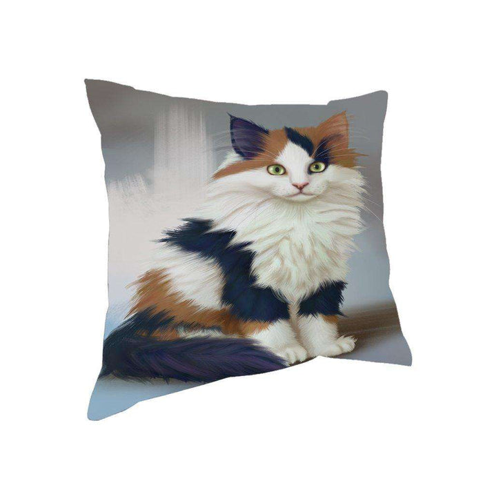 Calico Kitten Cat Throw Pillow