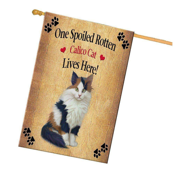 Calico Kitten Spoiled Rotten Cat House Flag