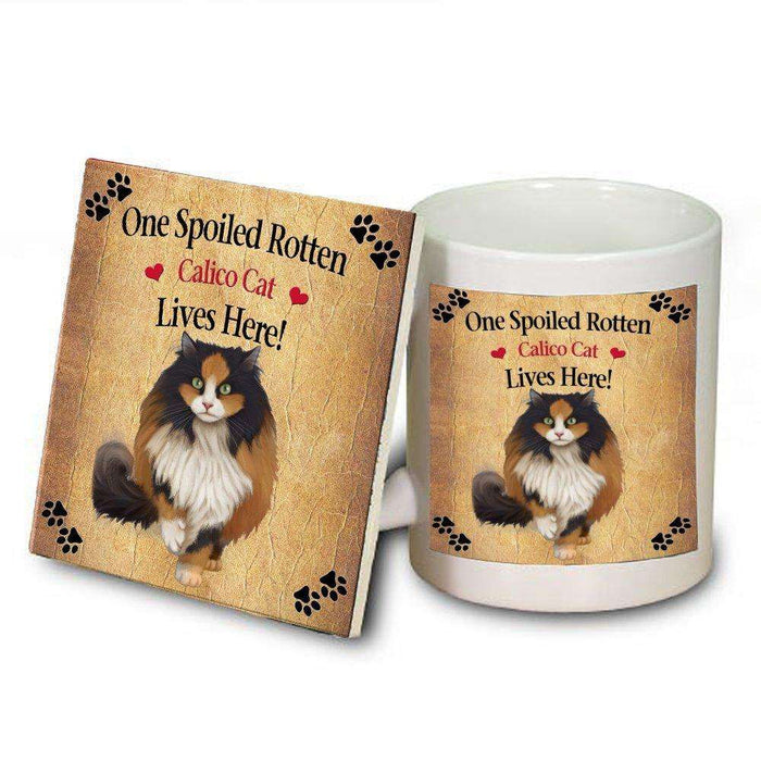 Calico Spoiled Rotten Cat Mug and Coaster Set