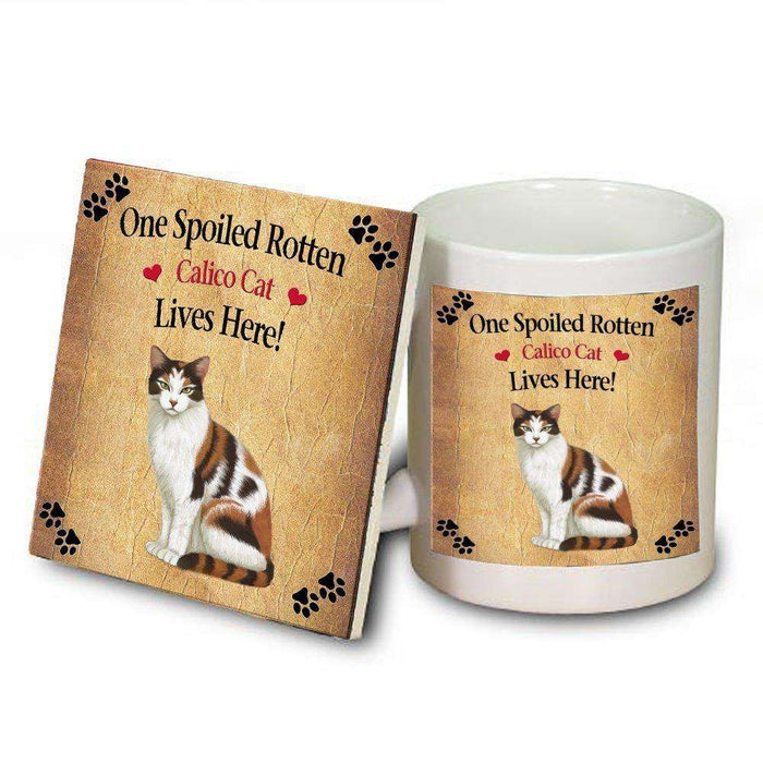 Calico Spoiled Rotten Cat Mug and Coaster Set