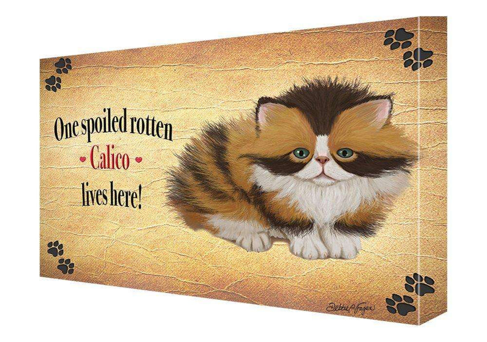 Calico Spoiled Rotten Cat Painting Printed on Canvas Wall Art Signed