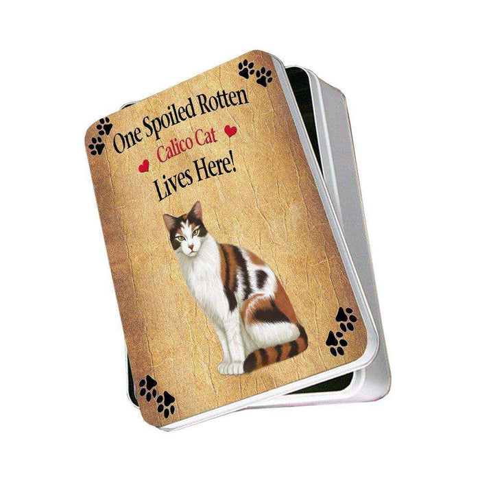 Calico Spoiled Rotten Cat Photo Storage Tin