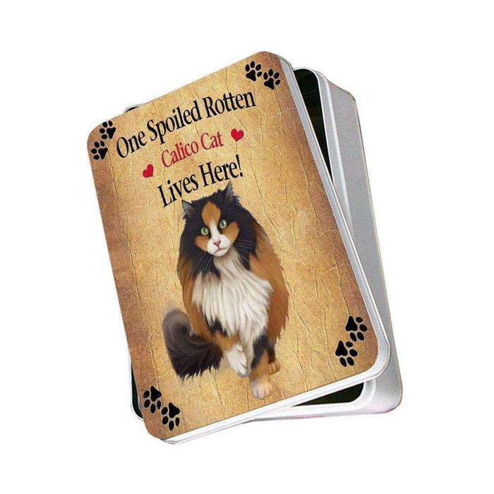 Calico Spoiled Rotten Cat Photo Storage Tin