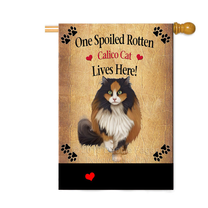 Personalized Spoiled Rotten Calico Cat Custom House Flag FLG-DOTD-A63209