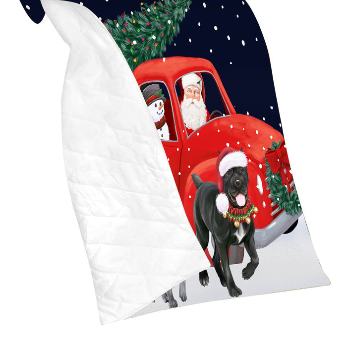 Christmas Express Delivery Red Truck Running Bullmastiff Dogs Lightweight Soft Bedspread Coverlet Bedding Quilt QUILT59836