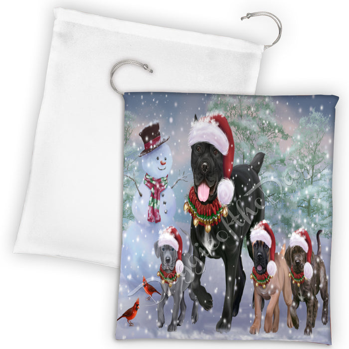 Christmas Running Fammily Cane Corso Dogs Drawstring Laundry or Gift Bag LGB48213