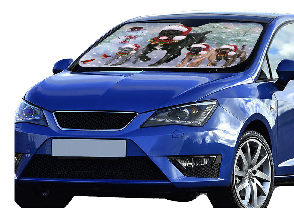 Christmas Running Family Cane Corso Dogs Car Sun Shade