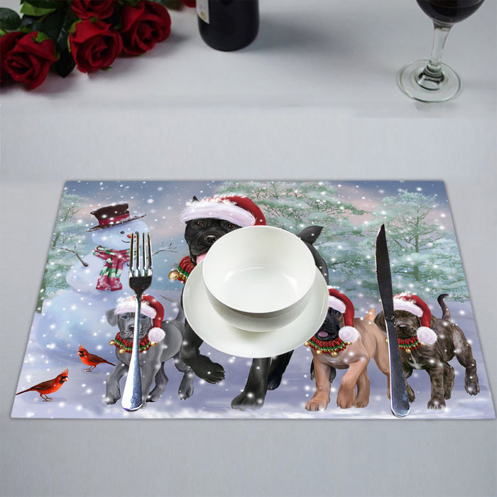 Christmas Running Fammily Cane Corso Dogs Placemat
