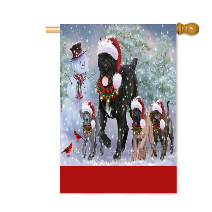 Personalized Christmas Running Family Cane Corso Dogs Custom House Flag FLG-DOTD-A60380