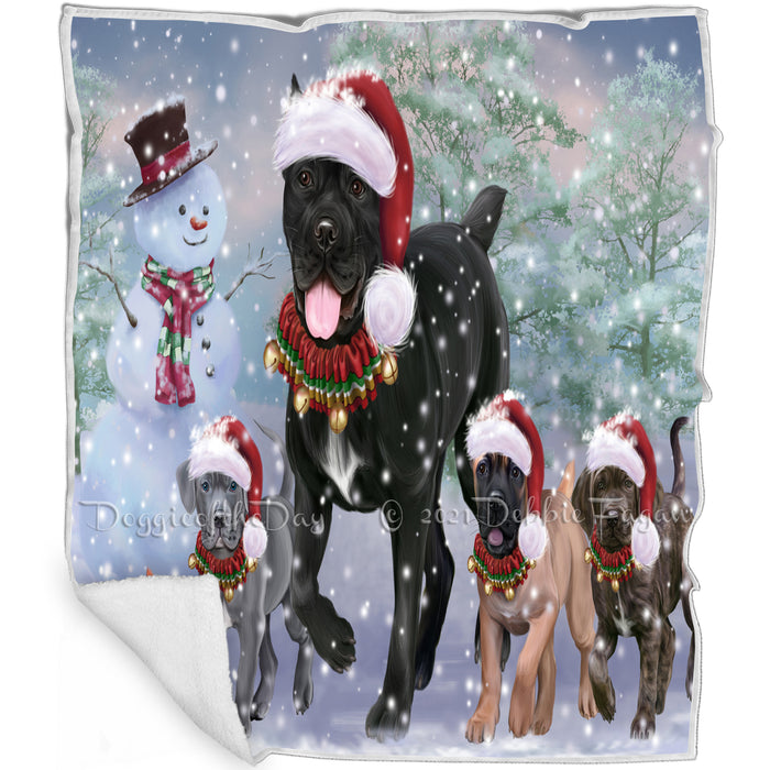 Christmas Running Family Cane Corso Dogs Blanket BLNKT134445