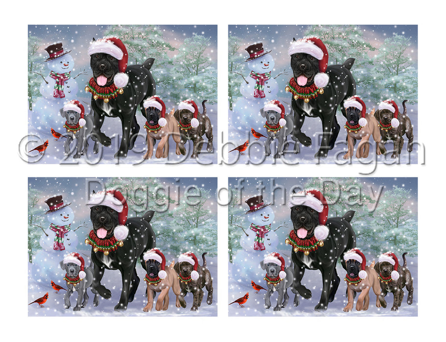 Christmas Running Fammily Cane Corso Dogs Placemat