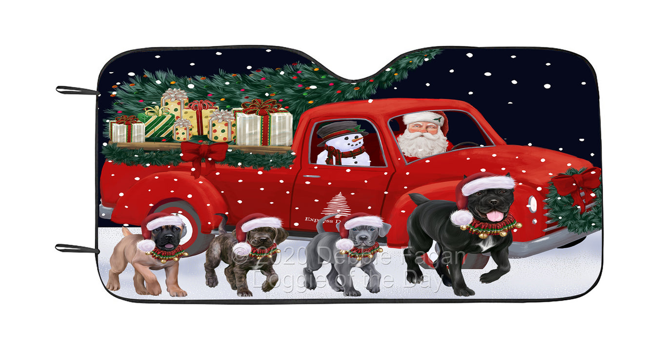 Christmas Express Delivery Red Truck Running Cane Corso Dog Car Sun Shade Cover Curtain