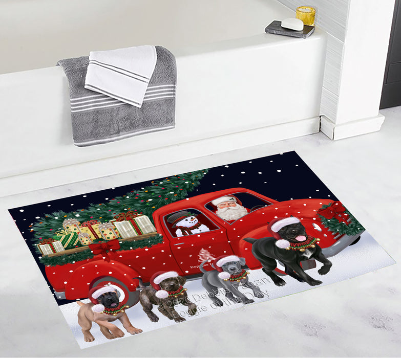 Christmas Express Delivery Red Truck Running Cane Corso Dogs Bath Mat BRUG53464
