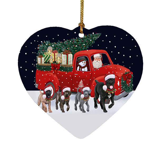 Christmas Express Delivery Red Truck Running Cane Corso Dogs Heart Christmas Ornament RFPOR58078