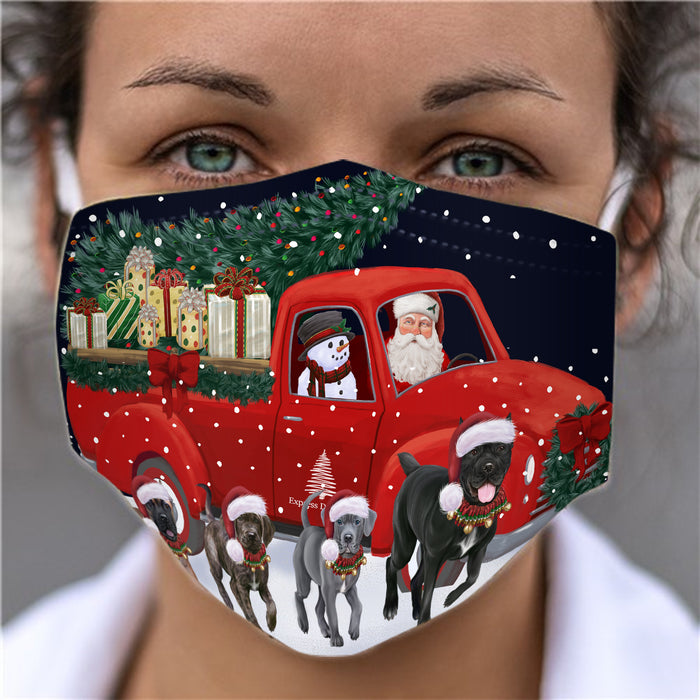 Christmas Express Delivery Red Truck Running Cane Corso Dogs Face Mask FM49855
