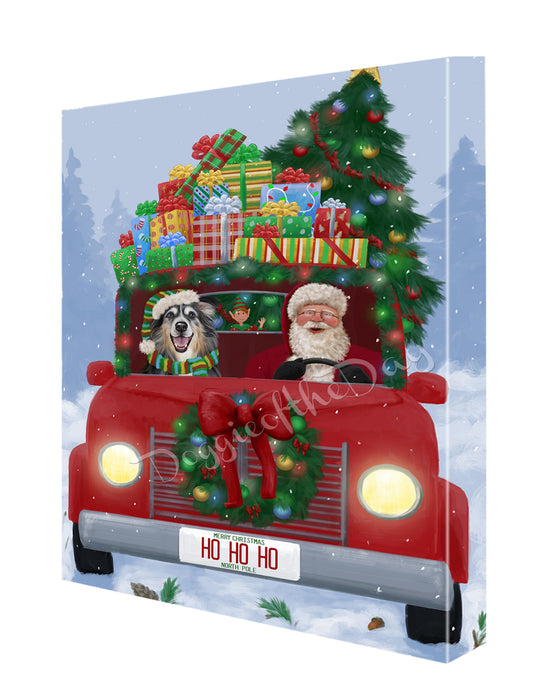 Christmas Honk Honk Here Comes Santa Australian Shepherd Dog Canvas Print Wall Art Décor