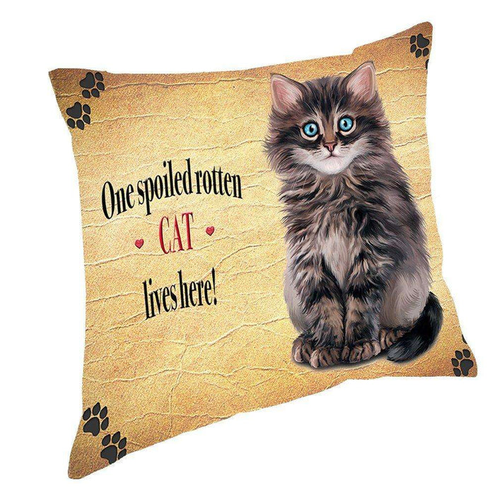 Cat Dark Grey Spoiled Rotten Cat Throw Pillow