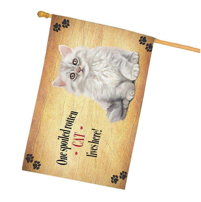 Cat Fluffy Longhair Spoiled Rotten Cat House Flag