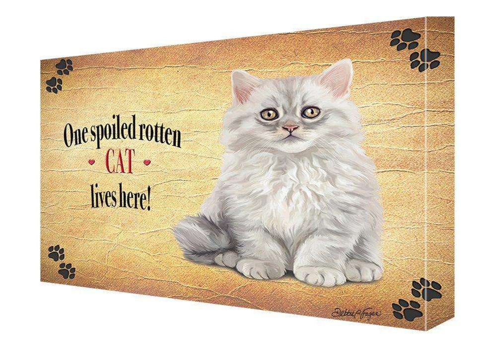 Cat Fluffy Longhair Spoiled Rotten Cat Painting Printed on Canvas Wall Art Signed