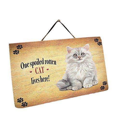 Cat Fluffy Longhair Wall Décor Hanging Spoiled Rotten Dog Slate