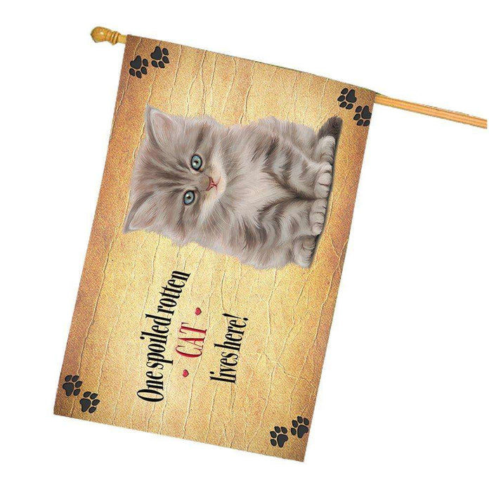 Cat Grey Kitty Spoiled Rotten Cat House Flag