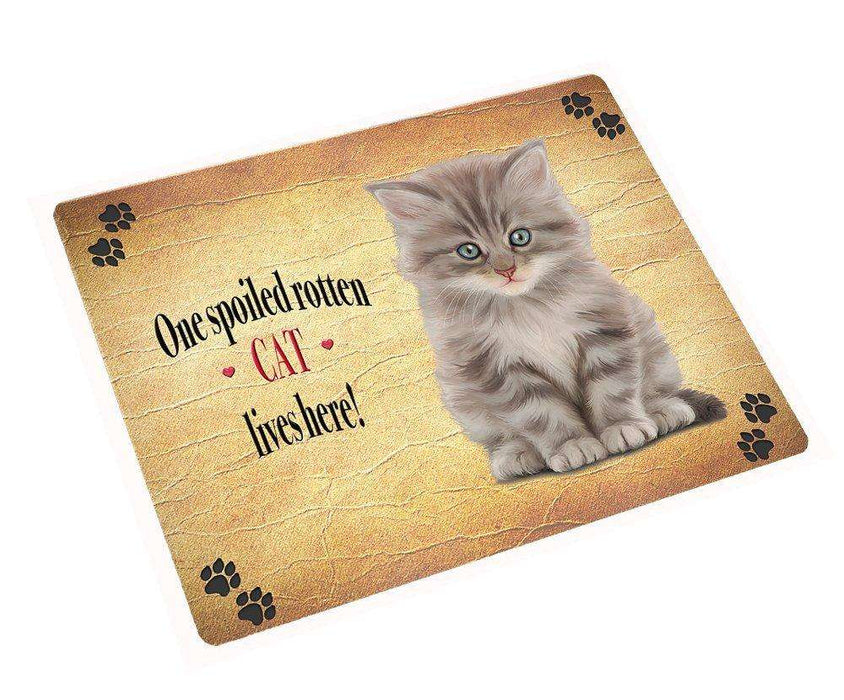 Cat Grey Kitty Spoiled Rotten Cat Tempered Cutting Board