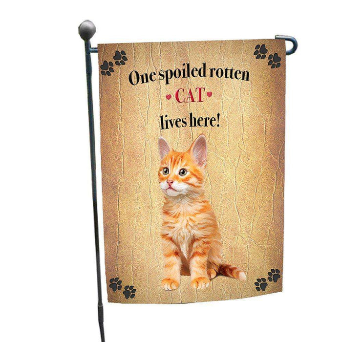 Cat Tabby Orange Spoiled Rotten Cat Garden Flag
