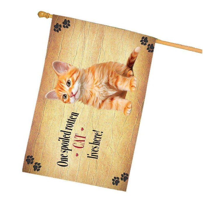 Cat Tabby Orange Spoiled Rotten Cat House Flag