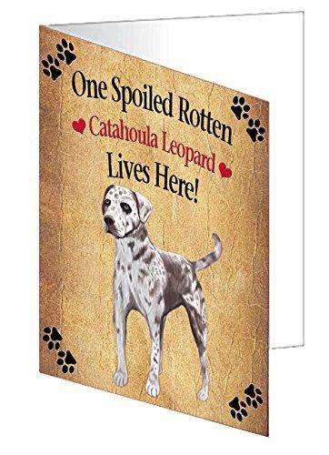 Catahoula Leopard Spoiled Rotten Dog Handmade Artwork Assorted Pets Greeting Cards and Note Cards with Envelopes for All Occasions and Holiday Seasons