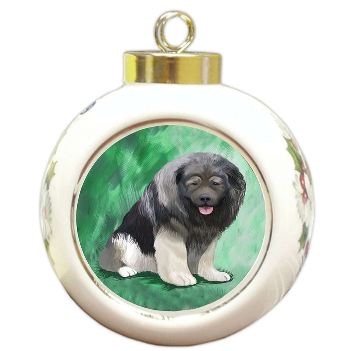 Caucasian Ovcharka Dog Round Ball Christmas Ornament