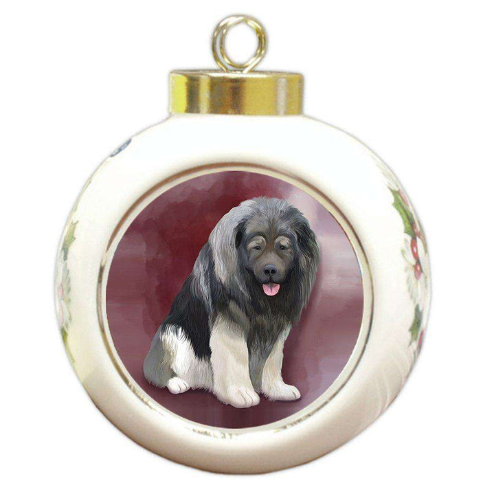 Caucasian Ovcharka Dog Round Ball Christmas Ornament
